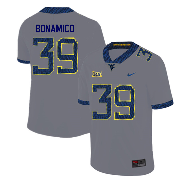 2019 Men #39 Dante Bonamico West Virginia Mountaineers College Football Jerseys Sale-Gray